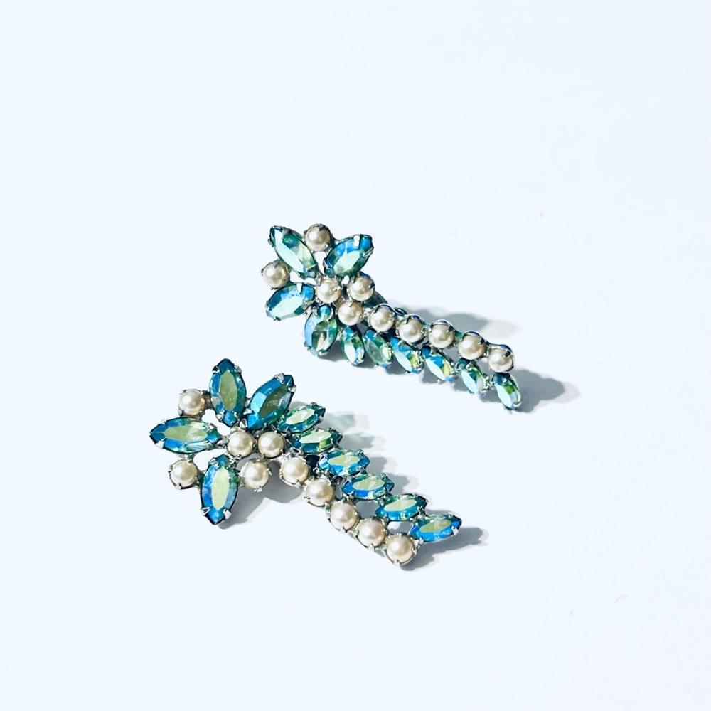 Vintage B. David Blue and Silver Clip-on Earrings